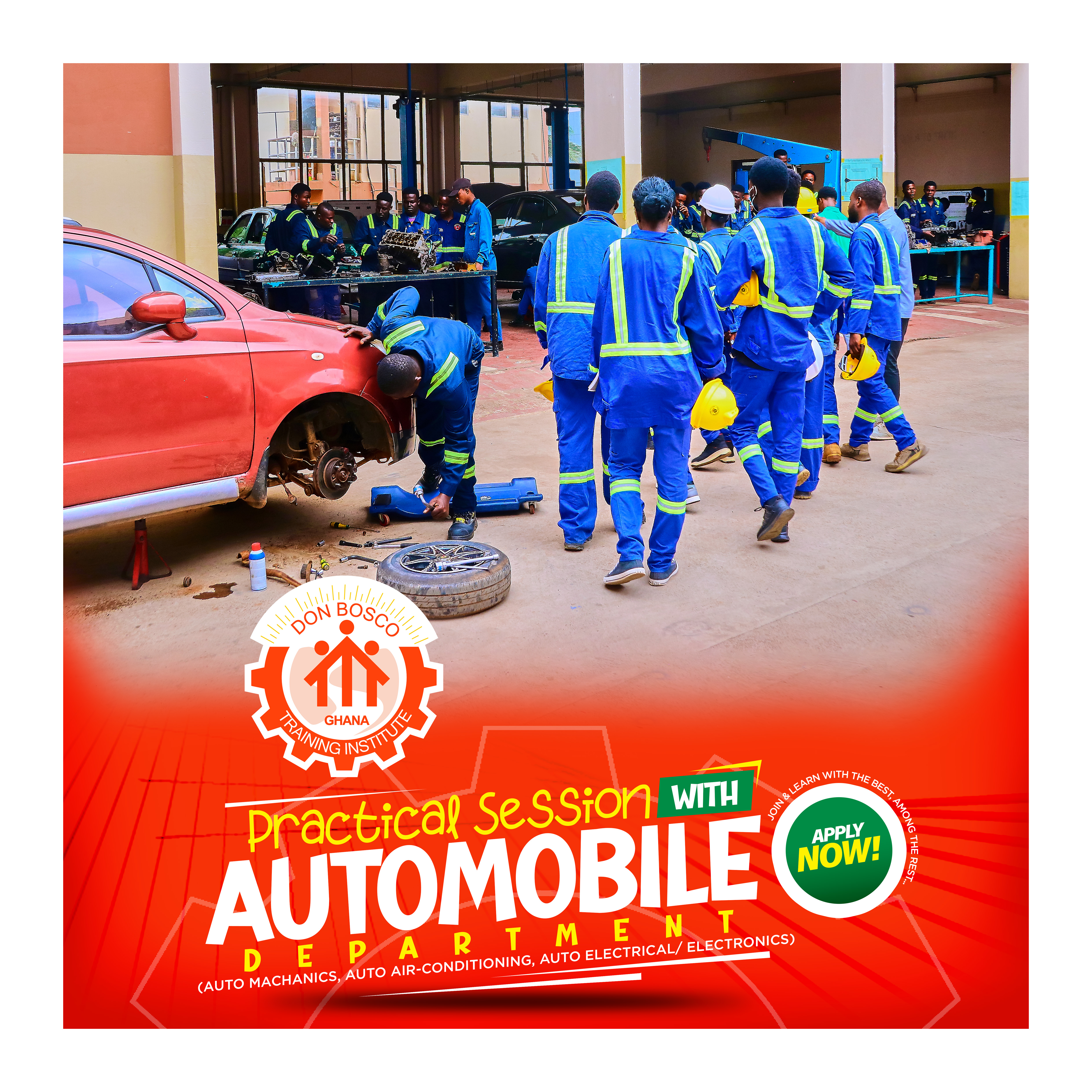 Automobile mechanics, air conditioning and electrical practical session